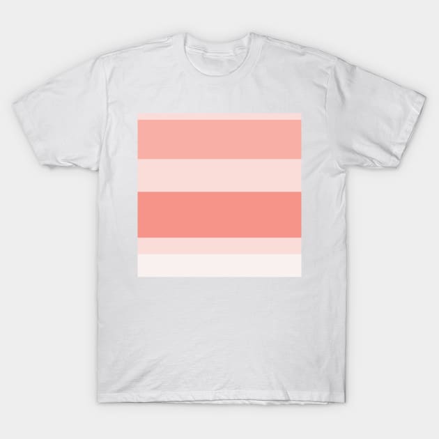 A gorgeous shape of Very Light Pink, Light Pink, Pale Salmon and Peachy Pink stripes. T-Shirt by Sociable Stripes